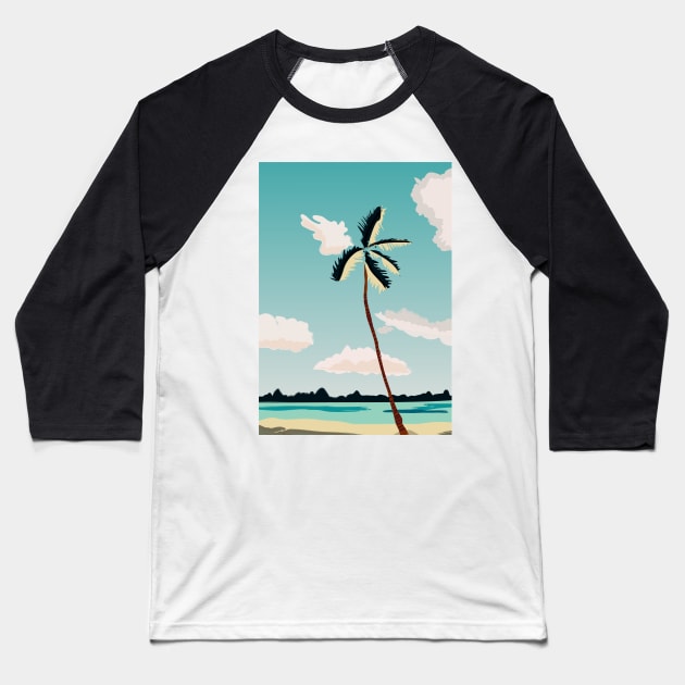 Beach summer vibes illustration Baseball T-Shirt by zaiynabhw